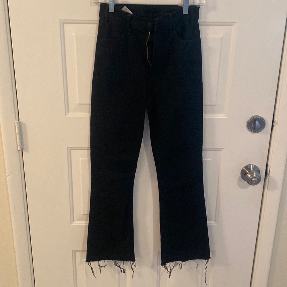 Mother denim Hustler Ankle Fray Jeans Black